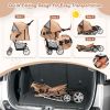 Folding Pet Stroller with Storage Basket and Adjustable Canopy