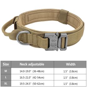 Tactical Pet Collar; Dog Collar With Handle; Military Heavy Duty Dog Collars For Medium Large Dogs (Color: Khaki, size: L)