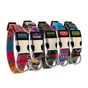 Dog Print Adjustable Collar; suitable For Large & Small Dogs (Color: Black, size: M)