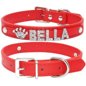 Bling Rhinestone Puppy Dog Collars Personalized Small Dogs Chihuahua (Color: Red, size: XS)