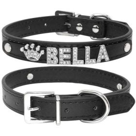 Bling Rhinestone Puppy Dog Collars Personalized Small Dogs Chihuahua (Color: Black, size: L)