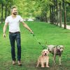 Double Dogs Leash No-Tangle Dogs Lead Reflective Dogs Walking Leash w/ Swivel Coupler Padded Handle