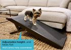 Youfun Adjustable Dog Ramp For Bed Small Dog & Large Dogs - 24 H Folding Dachshund Ramp Hardwood Pet Ramp For Couch With Platform Top Anti-Slip Surfac