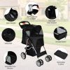 Foldable 4-Wheel Pet Stroller with Storage Basket