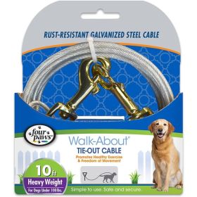 Four Paws Dog Tie Out Cable Heavy Weight (Option: Black  10' Long Cable)