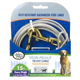 Four Paws Dog Tie Out Cable Heavy Weight (Option: Black  15' Long Cable)