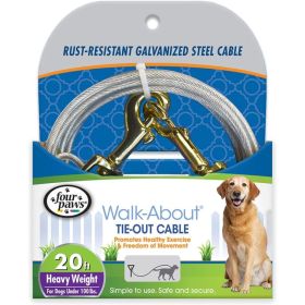 Four Paws Dog Tie Out Cable Heavy Weight (Option: Black  20' Long Cable)